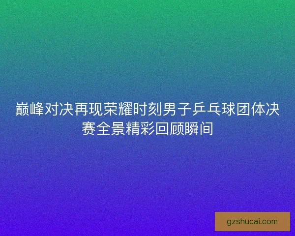 巅峰对决再现荣耀时刻男子乒乓球团体决赛全景精彩回顾瞬间